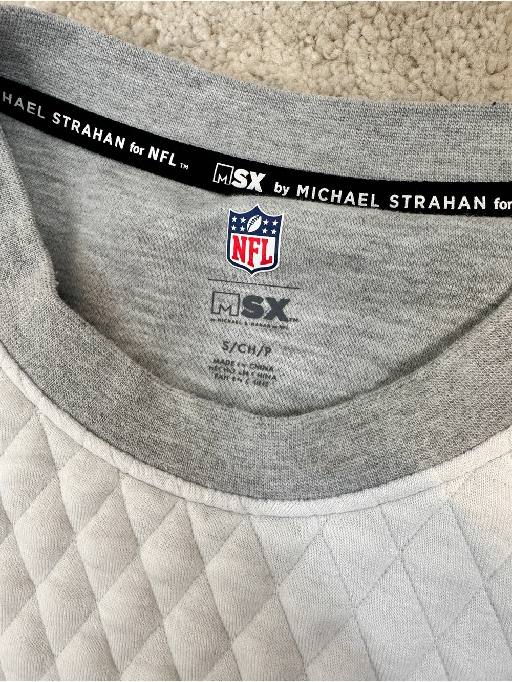Green Bay Packers NFL Michael Strahan Quilted Sweatshirt Womens Small Gray White - Picture 9 of 10